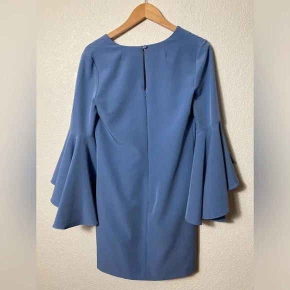 MILLY Nicole shift flared sleeves V neck size 4 dusty blue - Picture 8 of 13